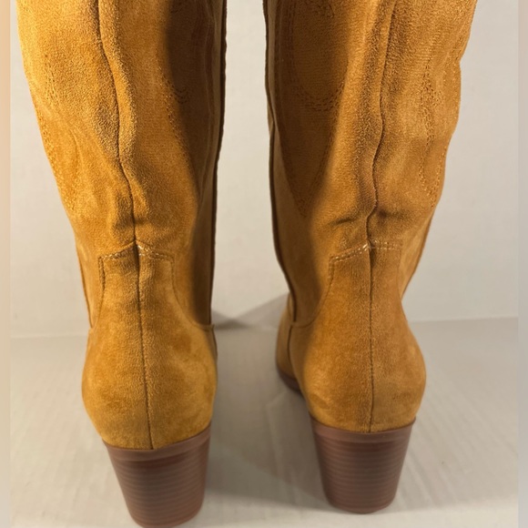 New Erocalli Embroidered Cowboy Boots for Women, Tan Faux Suede, Size EU43/US10 - Picture 4 of 5